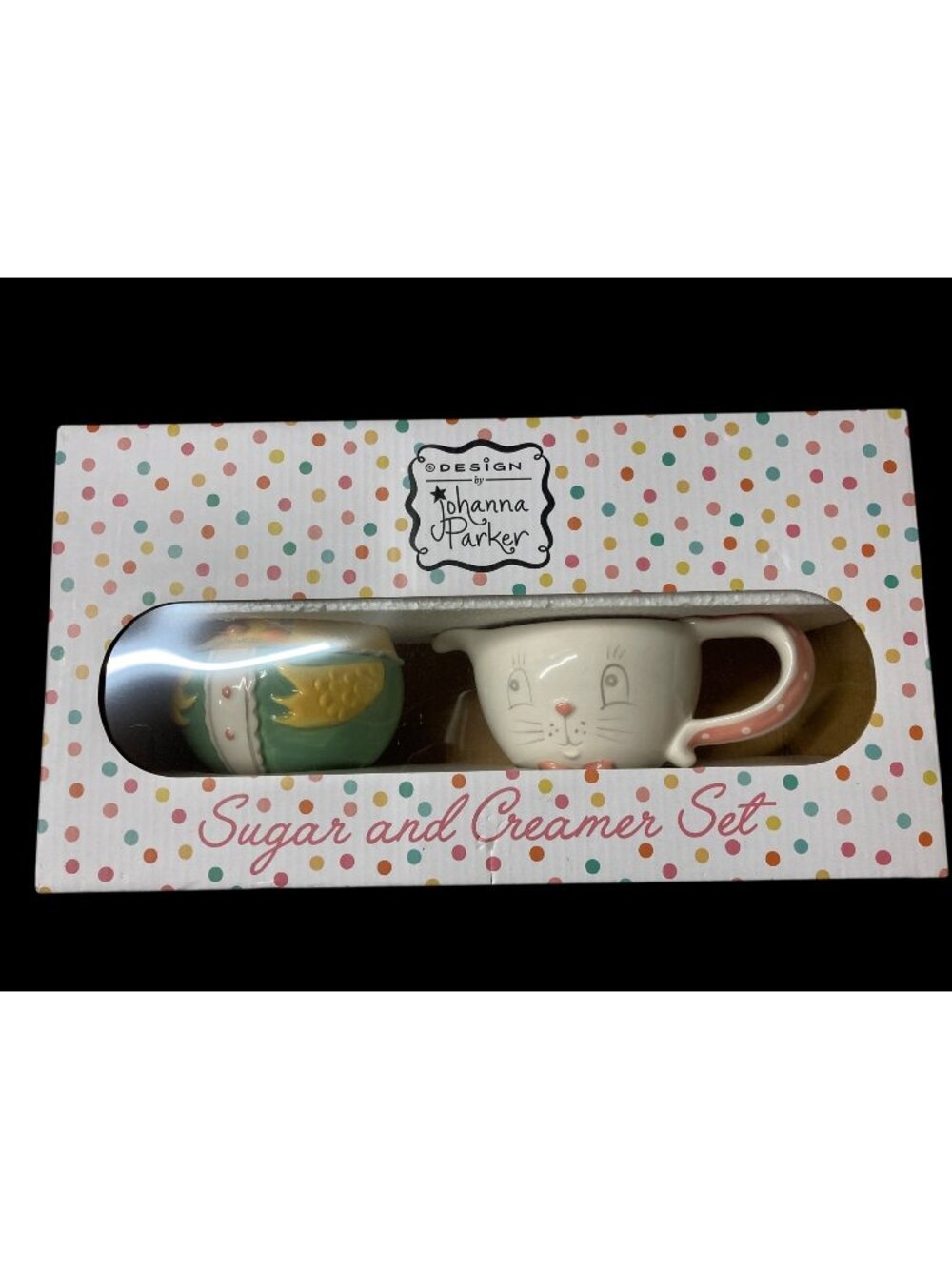 Johanna Parker Design Spring Easter Chick Bunny Ceramic Sugar & Creamer Set New